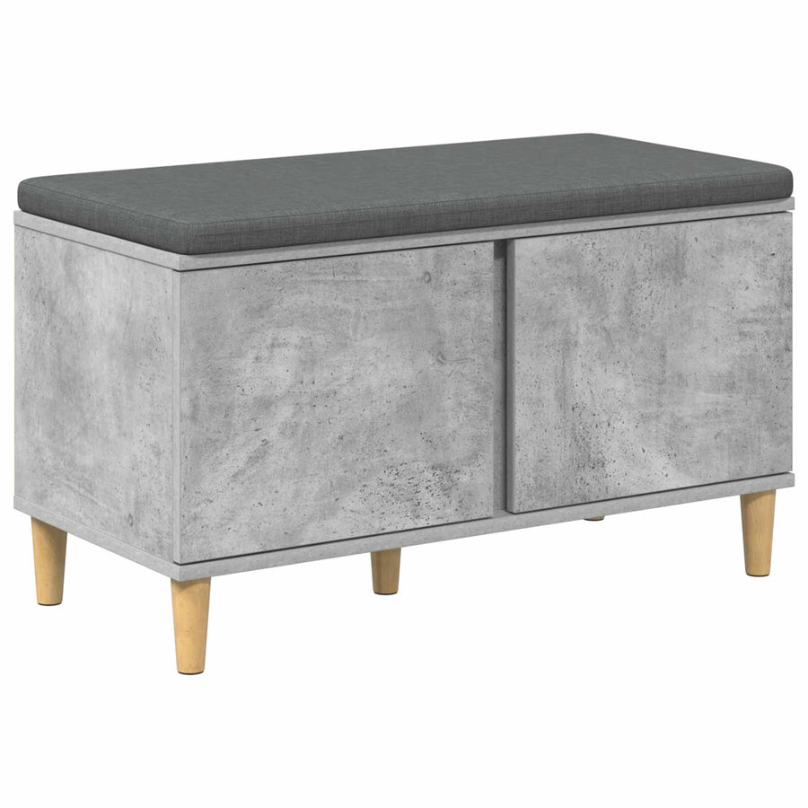 Halbank met kussen met opslag Beton Grijs 60 x 38 x 46 cm