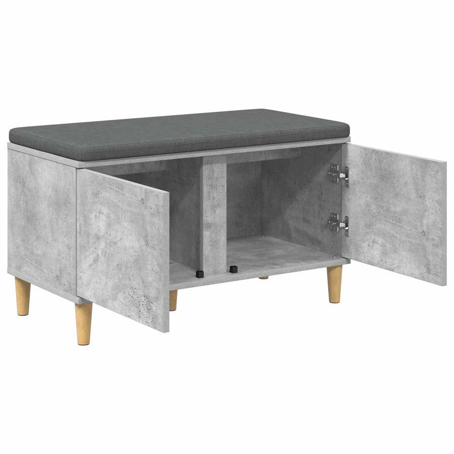 Halbank met kussen met opslag Beton Grijs 60 x 38 x 46 cm