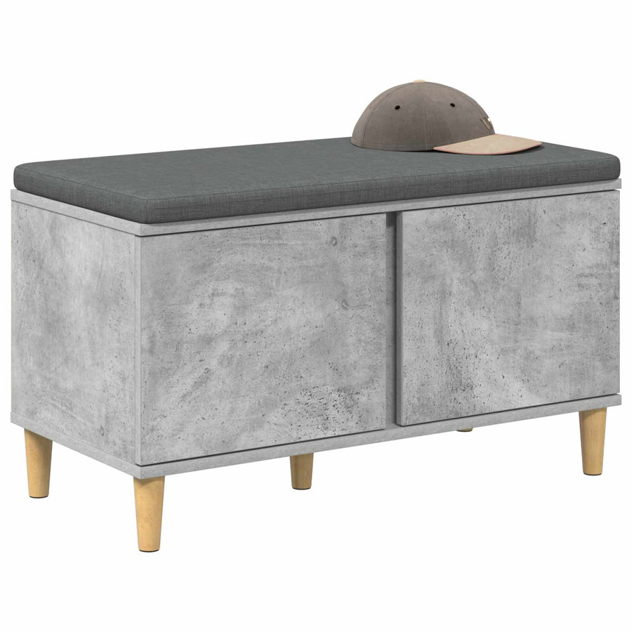 Halbank met kussen met opslag Beton Grijs 60 x 38 x 46 cm