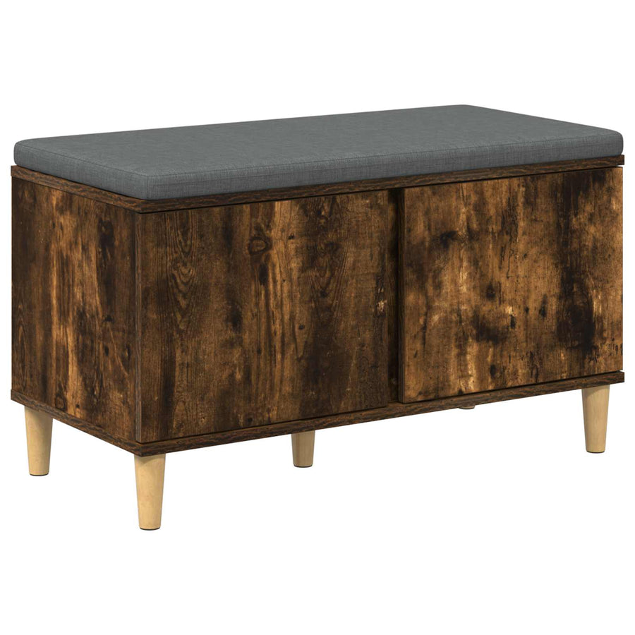 Halbank met kussen met opslag Gerookt eiken 60 x 38 x 46 cm