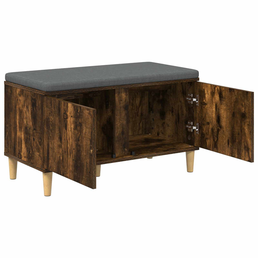 Halbank met kussen met opslag Gerookt eiken 60 x 38 x 46 cm