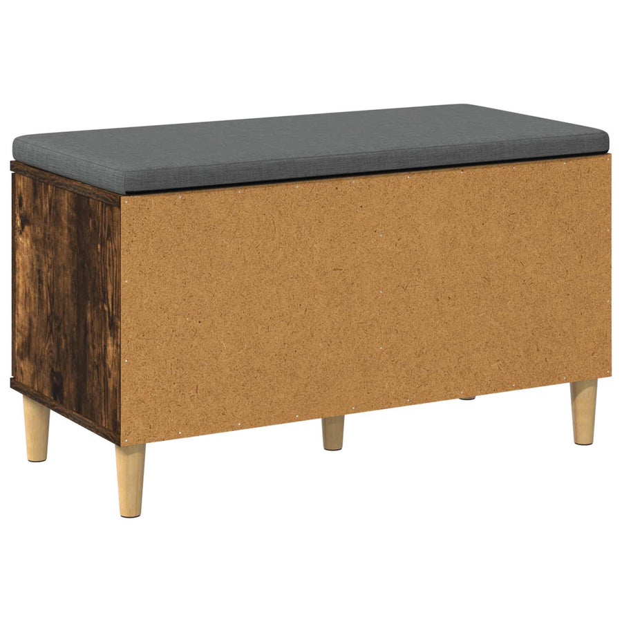 Halbank met kussen met opslag Gerookt eiken 60 x 38 x 46 cm