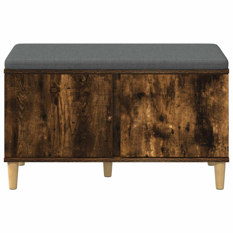 Halbank met kussen met opslag Gerookt eiken 60 x 38 x 46 cm