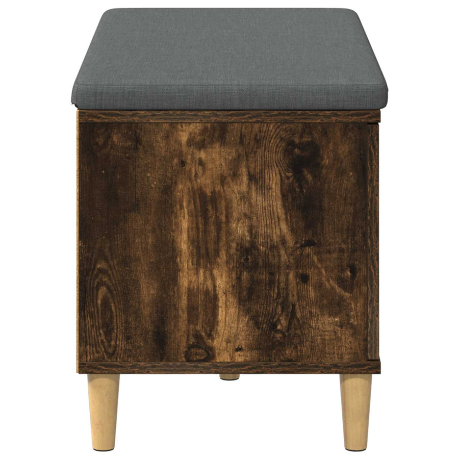 Halbank met kussen met opslag Gerookt eiken 60 x 38 x 46 cm