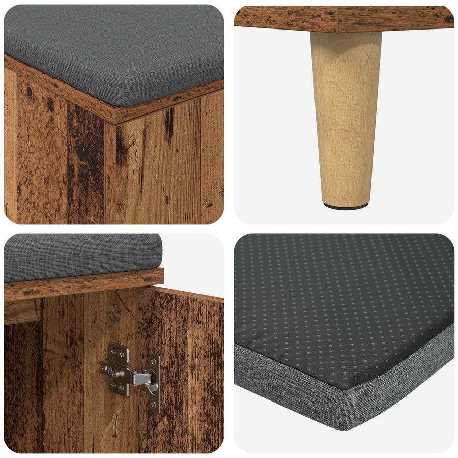 Halbank met kussen met opslag Oudhout 60 x 38 x 46 cm