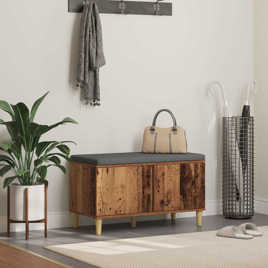 Halbank met kussen met opslag Oudhout 60 x 38 x 46 cm