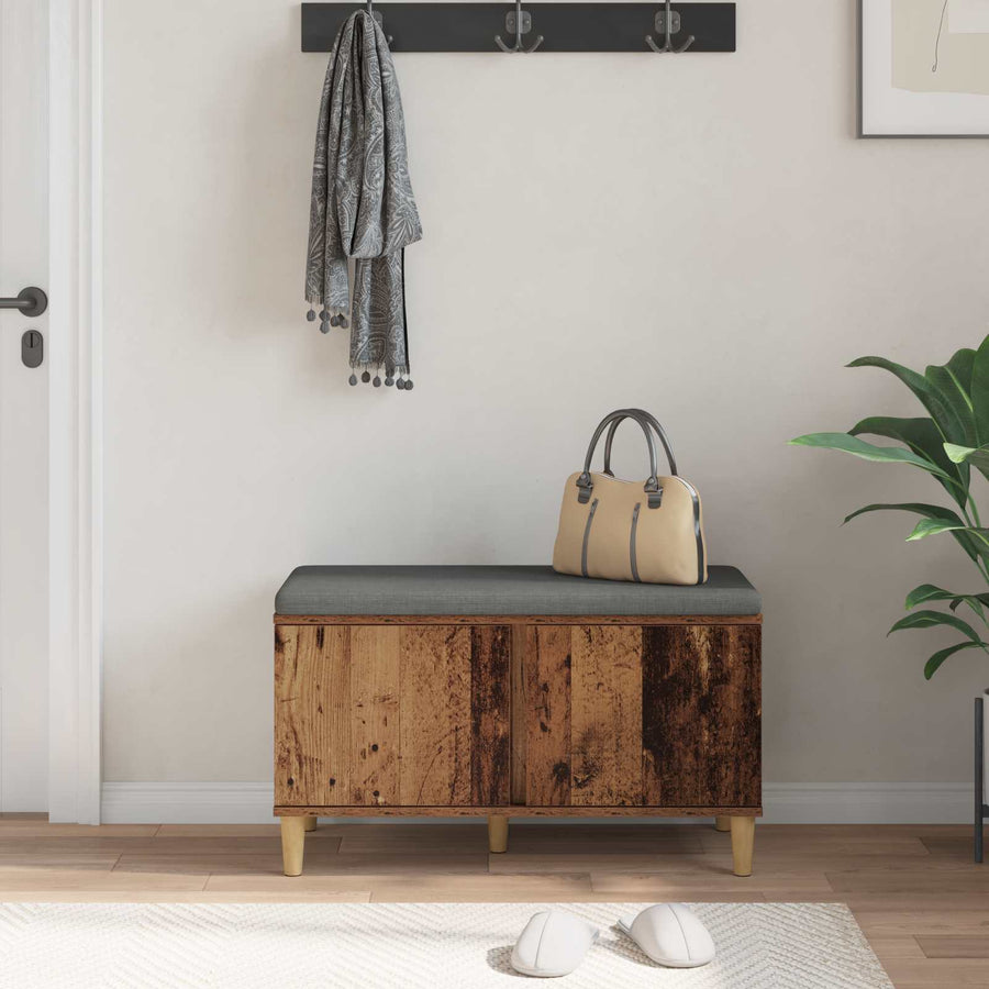 Halbank met kussen met opslag Oudhout 60 x 38 x 46 cm