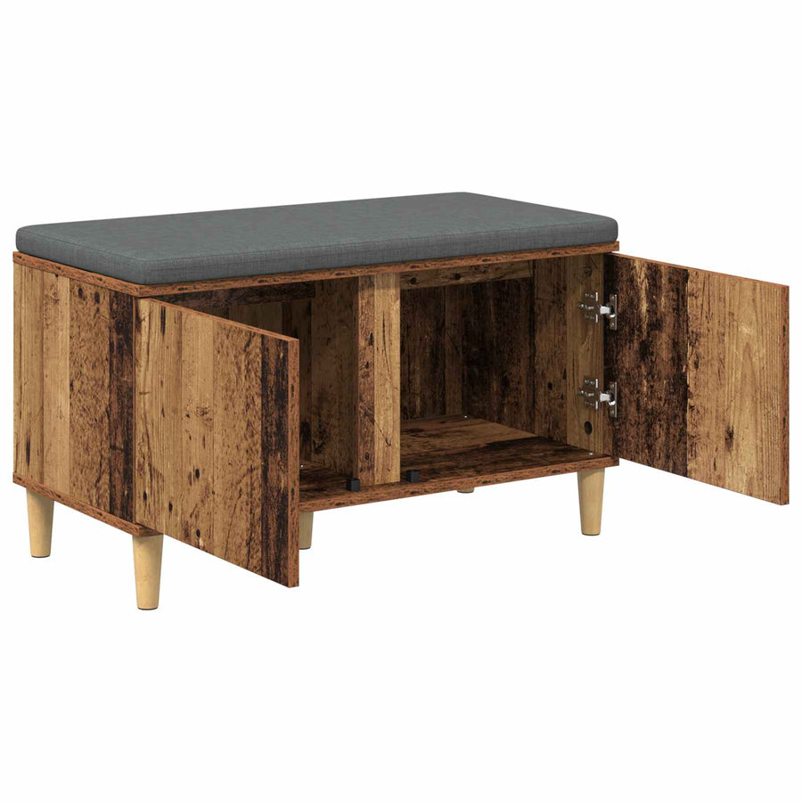 Halbank met kussen met opslag Oudhout 60 x 38 x 46 cm