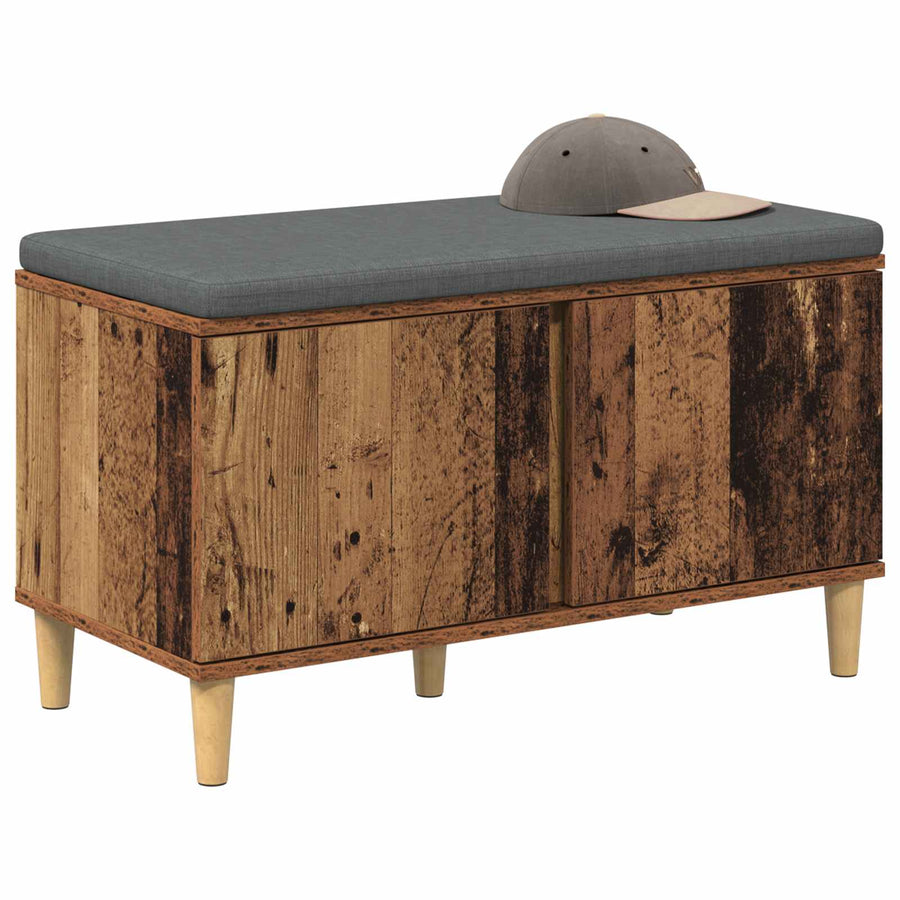 Halbank met kussen met opslag Oudhout 60 x 38 x 46 cm