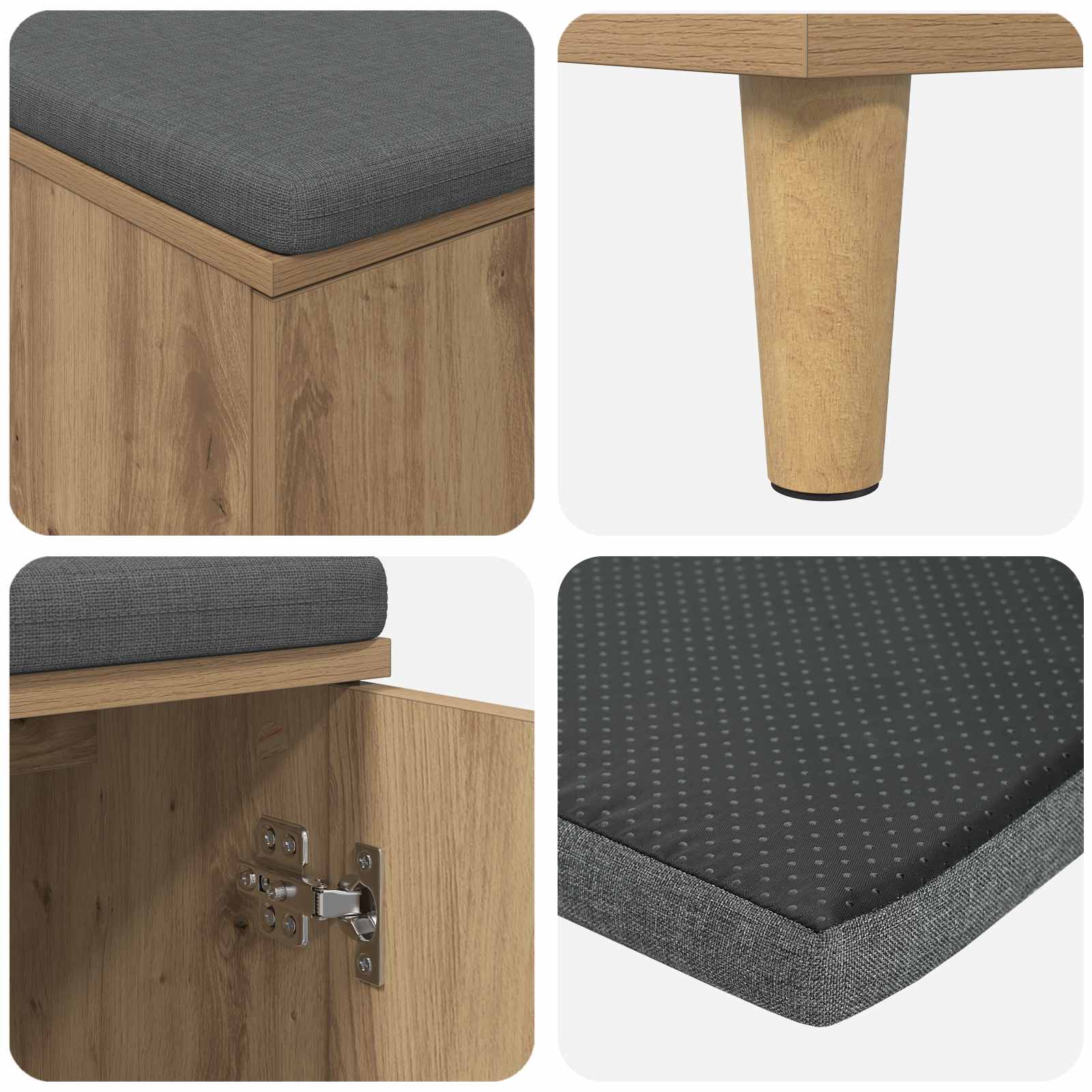 Halbank met kussen met opslag Artisan Eiken 60 x 38 x 46 cm