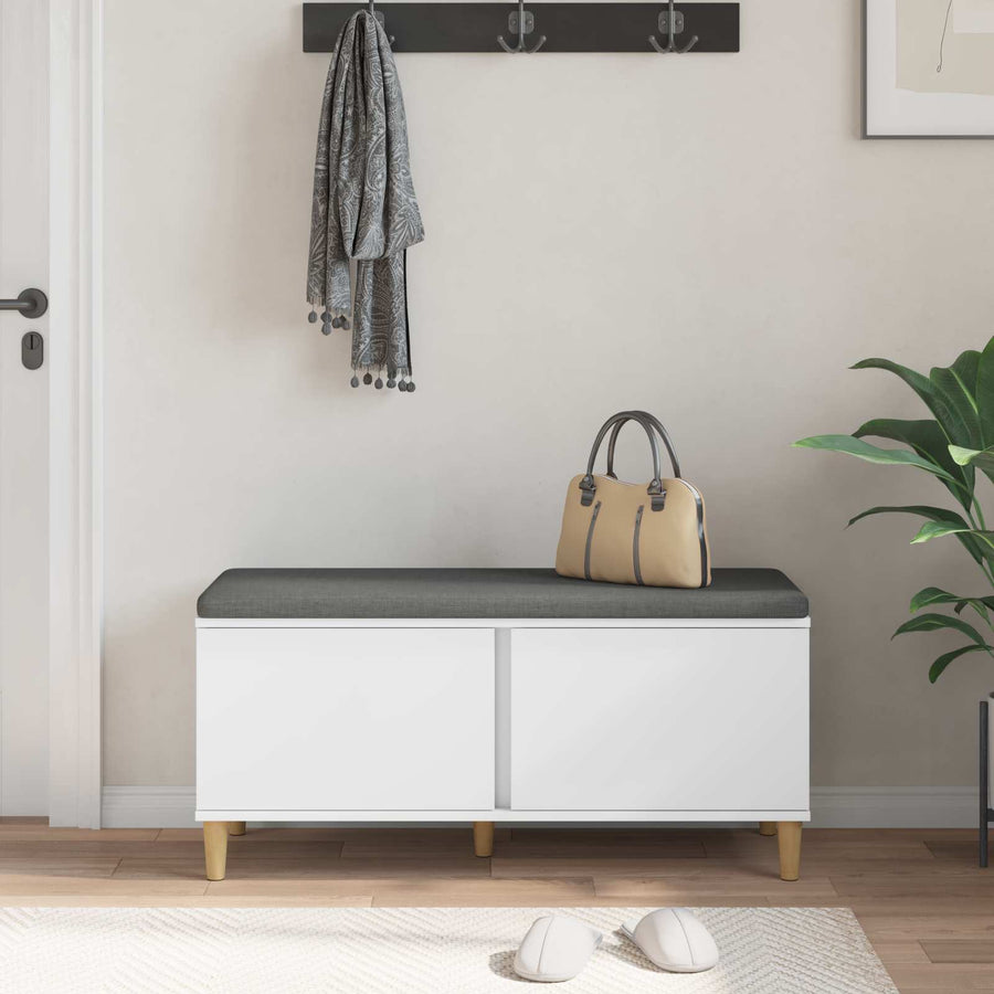 Halbank met kussen met opslag met de deur Wit 60 x 38 x 46 cm