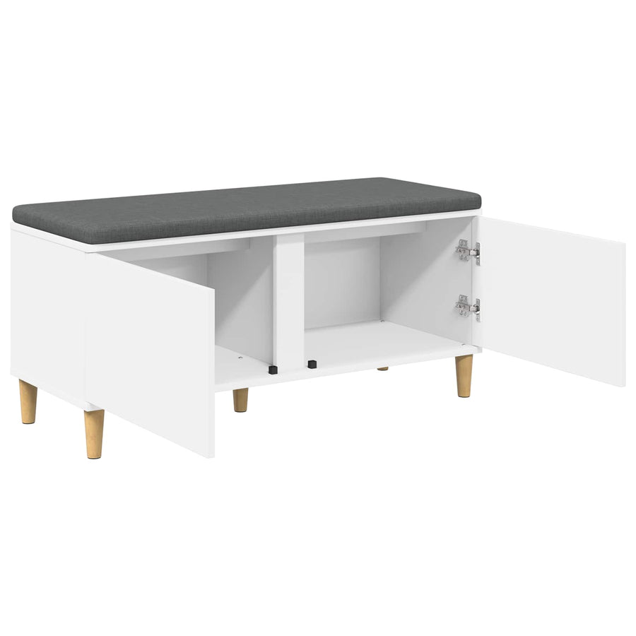 Halbank met kussen met opslag met de deur Wit 60 x 38 x 46 cm