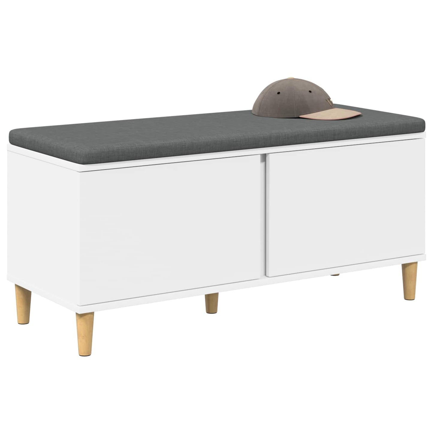 Halbank met kussen met opslag met de deur Wit 60 x 38 x 46 cm