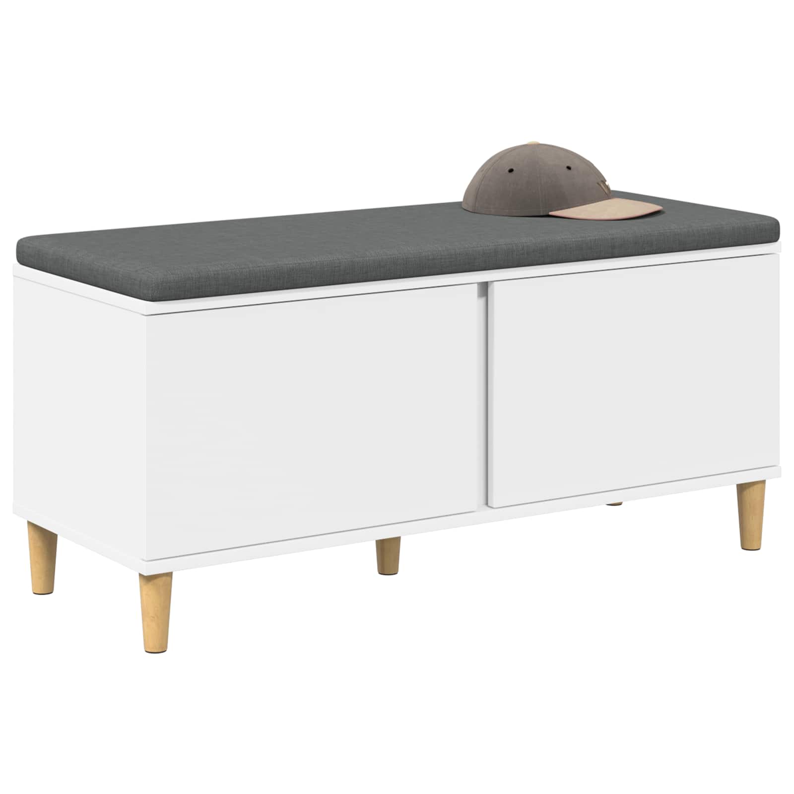 Halbank met kussen met opslag met de deur Wit 60 x 38 x 46 cm