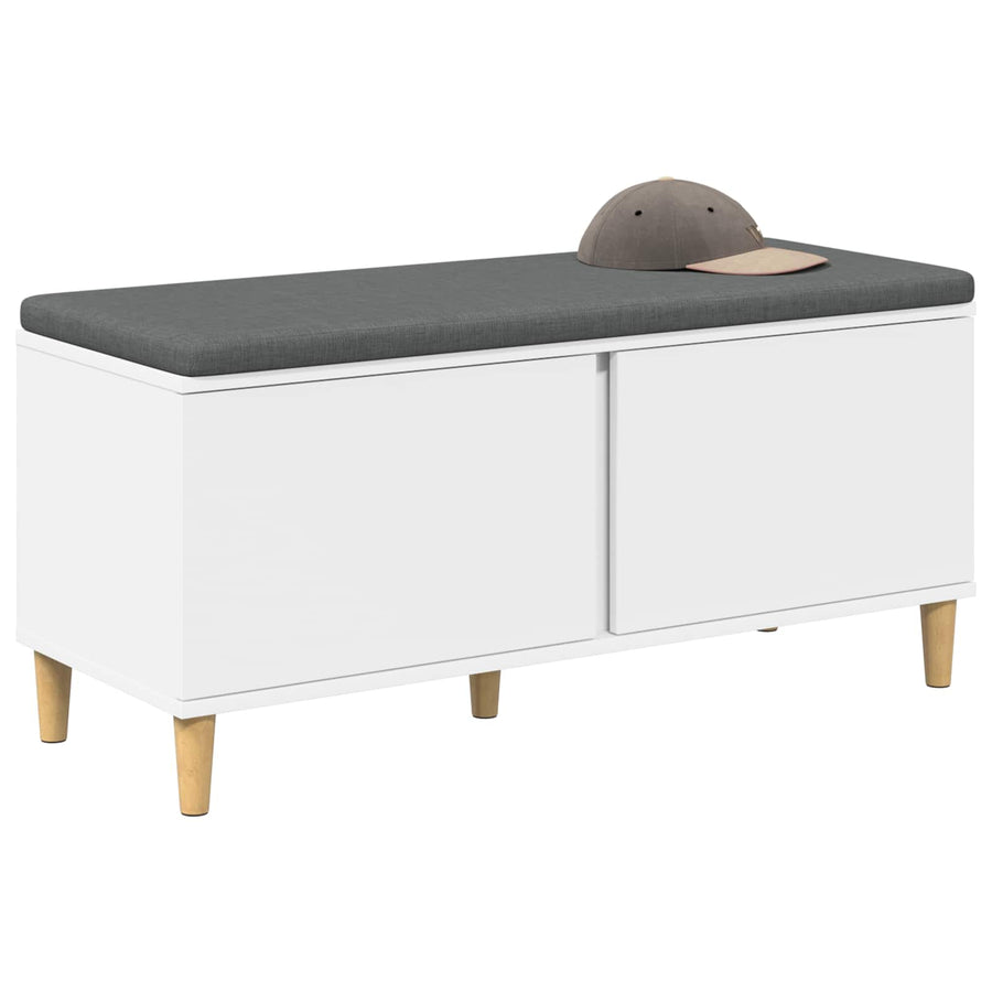 Halbank met kussen met opslag met de deur Wit 60 x 38 x 46 cm