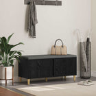 Hall bench with cushion and shelf Black Oak 100 x 38 x 46 cm