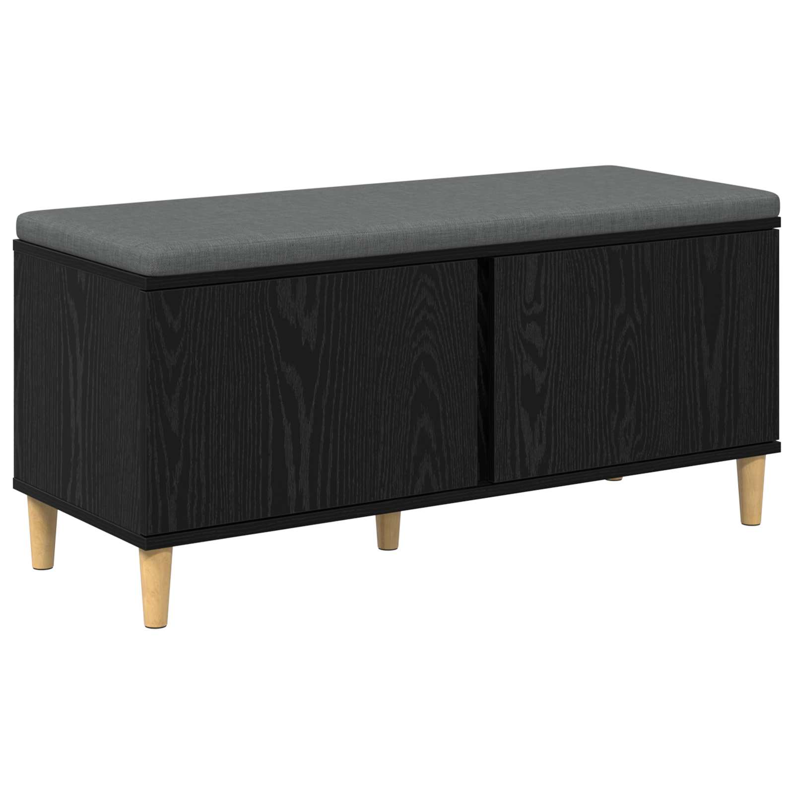 Halbank met kussen met opslag Zwart Eiken 60 x 38 x 46 cm