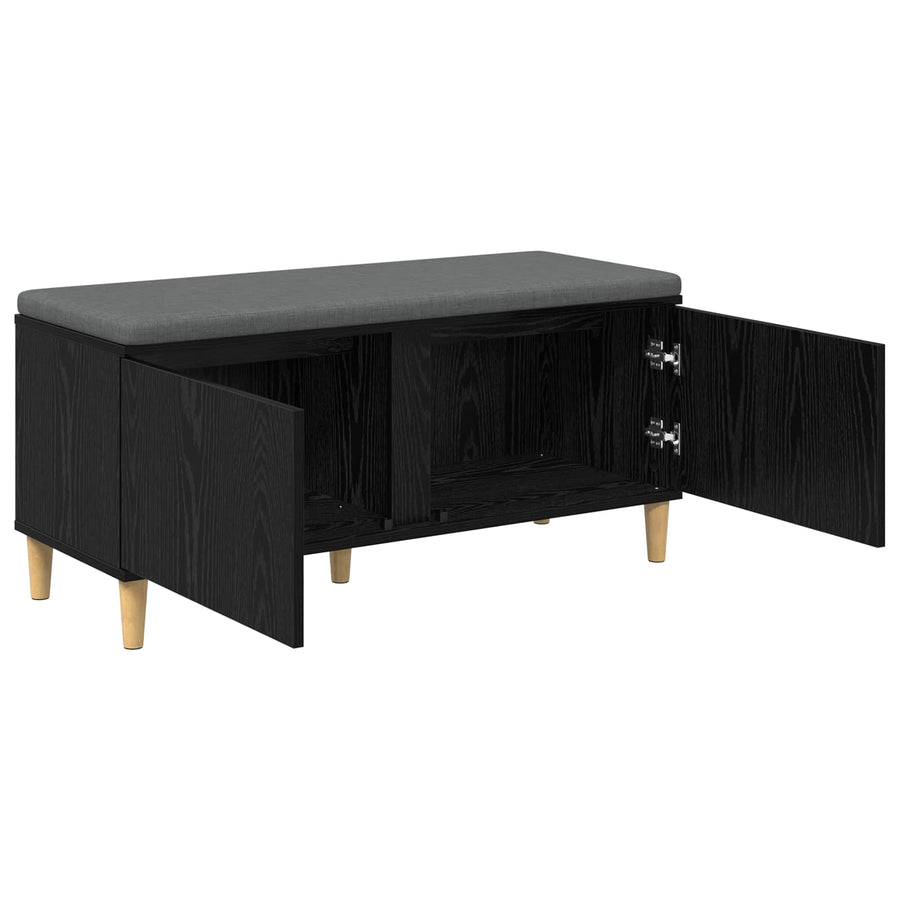 Halbank met kussen met opslag Zwart Eiken 60 x 38 x 46 cm