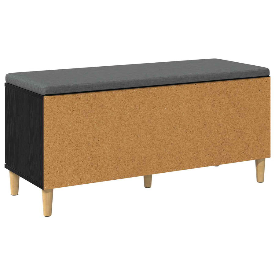 Halbank met kussen met opslag Zwart Eiken 60 x 38 x 46 cm