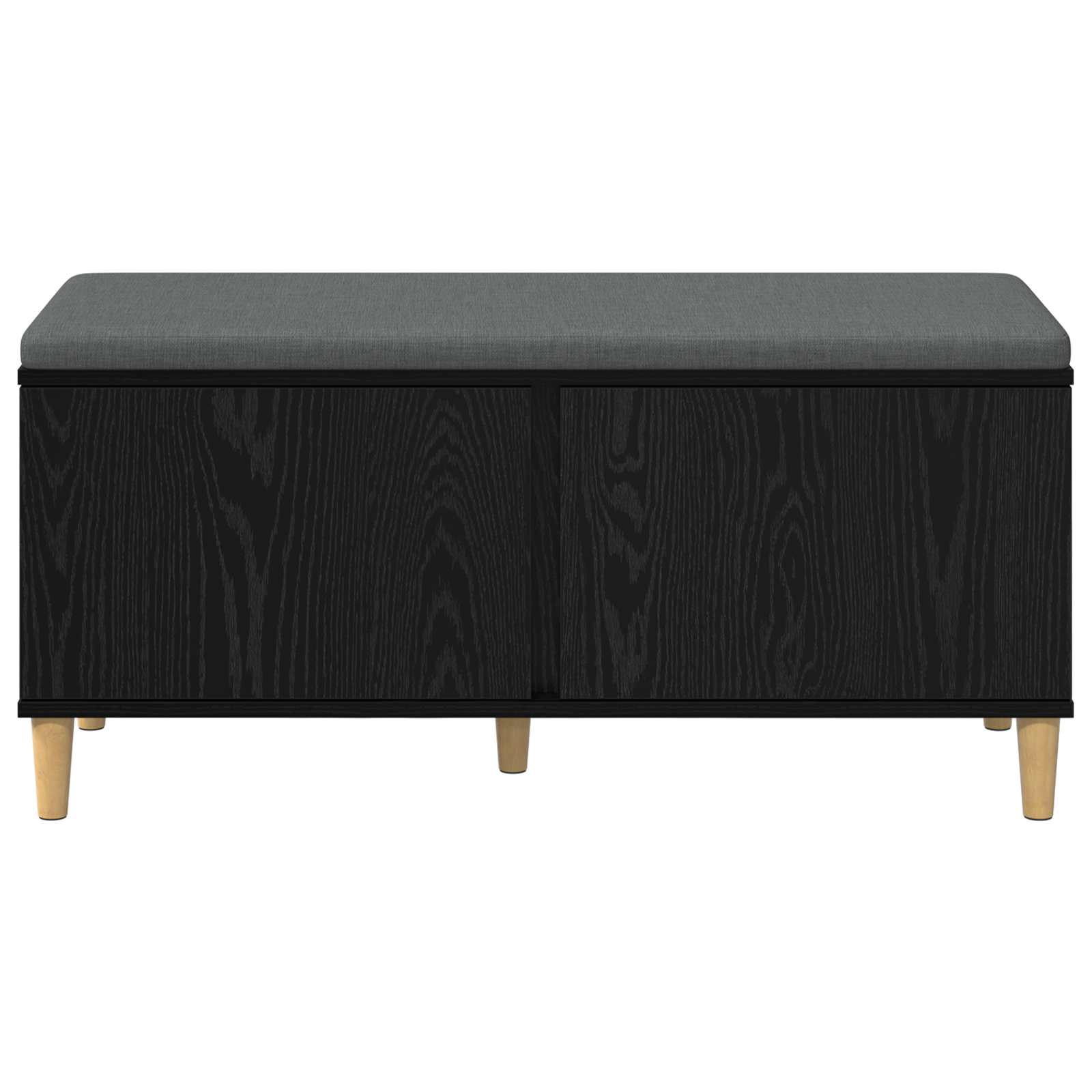 Halbank met kussen met opslag Zwart Eiken 60 x 38 x 46 cm