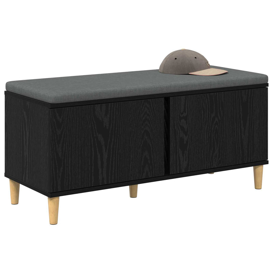 Halbank met kussen met opslag Zwart Eiken 60 x 38 x 46 cm