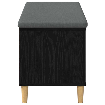 Halbank met kussen met opslag Zwart Eiken 60 x 38 x 46 cm