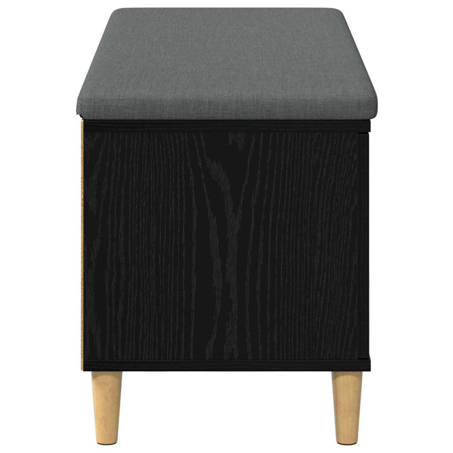 Halbank met kussen met opslag Zwart Eiken 60 x 38 x 46 cm