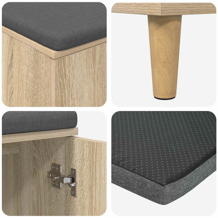 Halbank met kussen met opslag Sonoma Eiken 60 x 38 x 46 cm