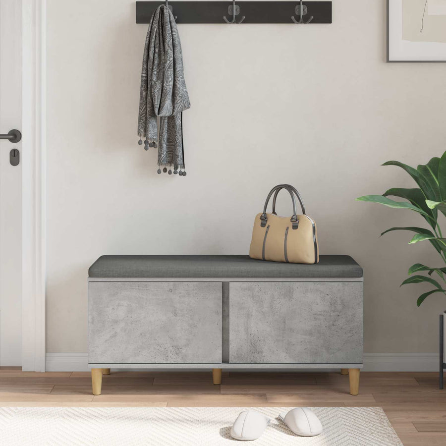 Halbank met kussen met opslag Beton Grijs 60 x 38 x 46 cm