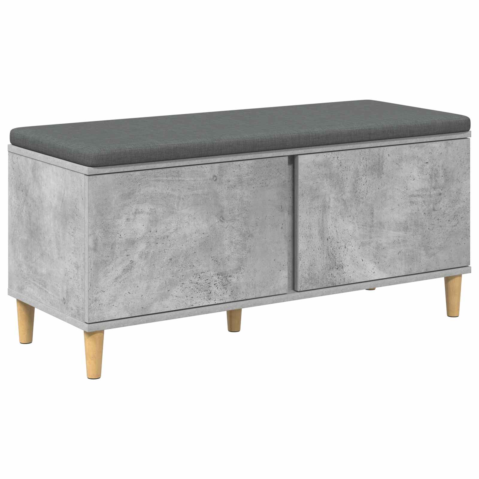 Halbank met kussen met opslag Beton Grijs 60 x 38 x 46 cm