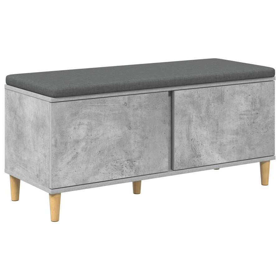 Halbank met kussen met opslag Beton Grijs 60 x 38 x 46 cm
