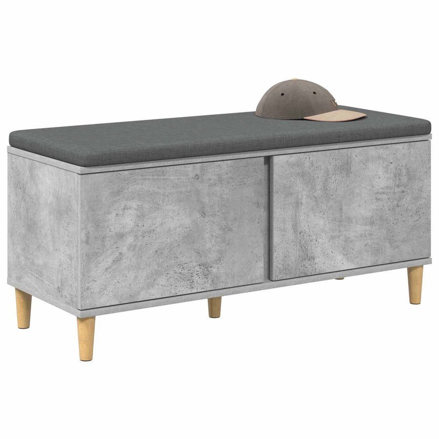 Halbank met kussen met opslag Beton Grijs 60 x 38 x 46 cm