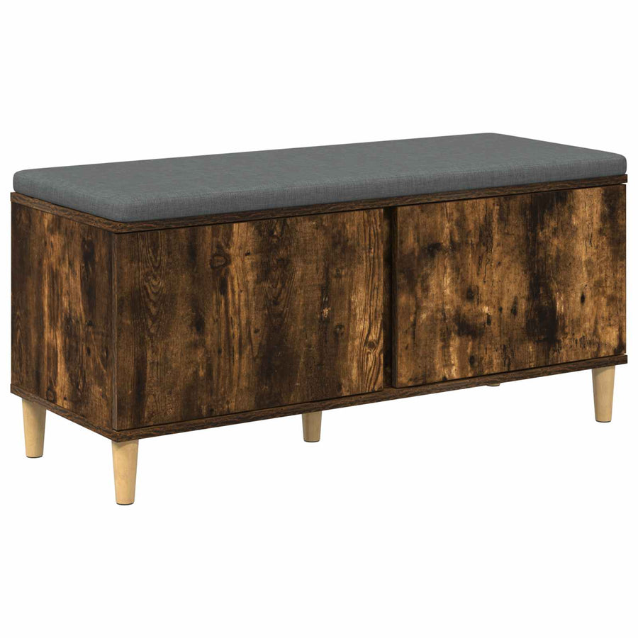 Halbank met kussen met opslag Gerookt eiken 60 x 38 x 46 cm