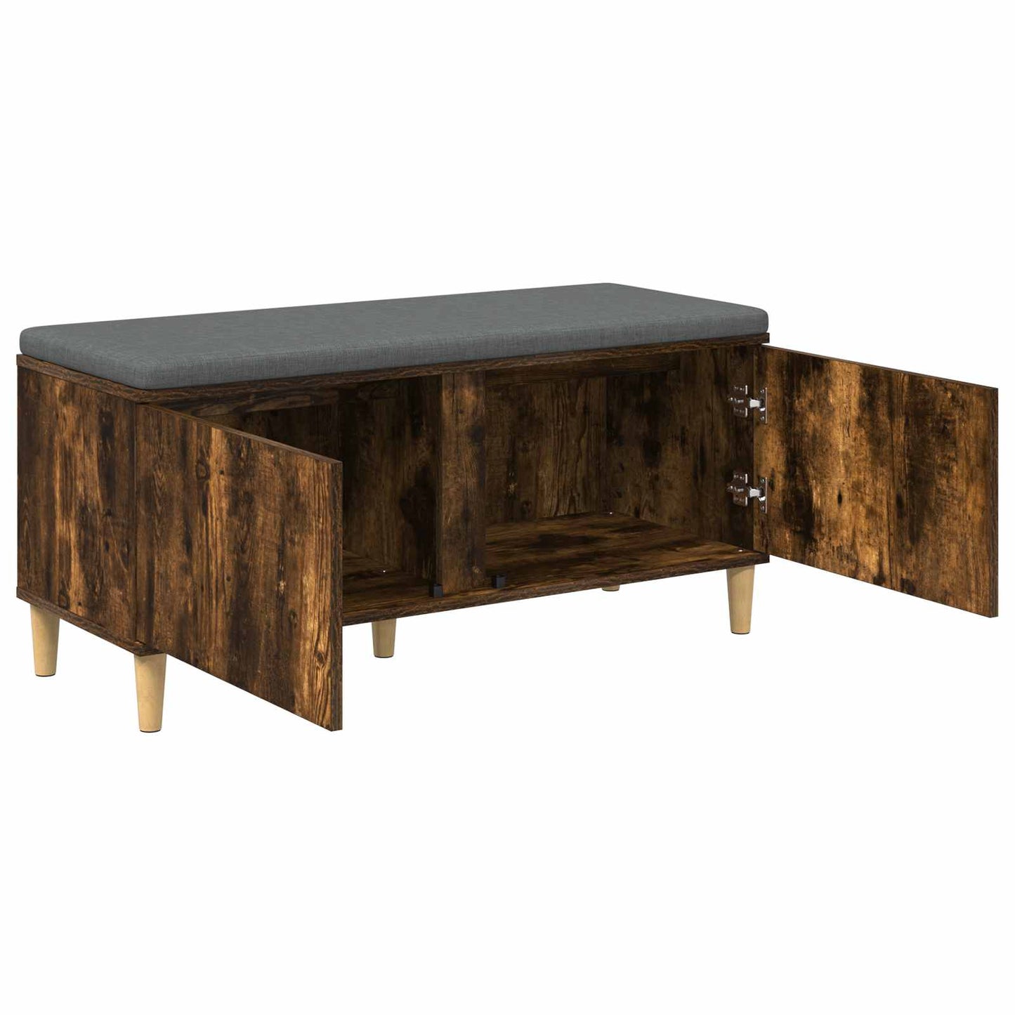 Halbank met kussen met opslag Gerookt eiken 60 x 38 x 46 cm