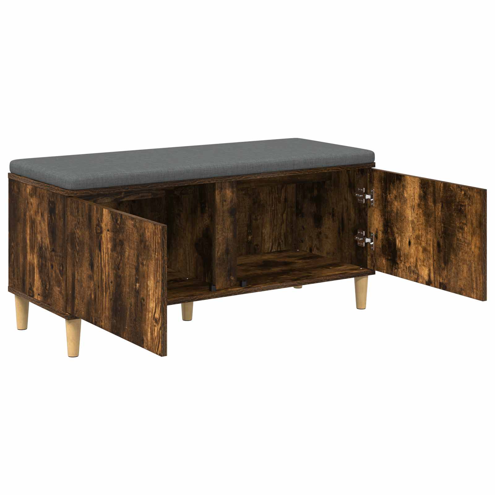 Halbank met kussen met opslag Gerookt eiken 60 x 38 x 46 cm