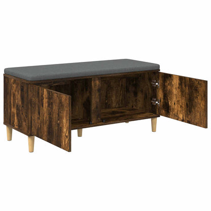 Halbank met kussen met opslag Gerookt eiken 60 x 38 x 46 cm