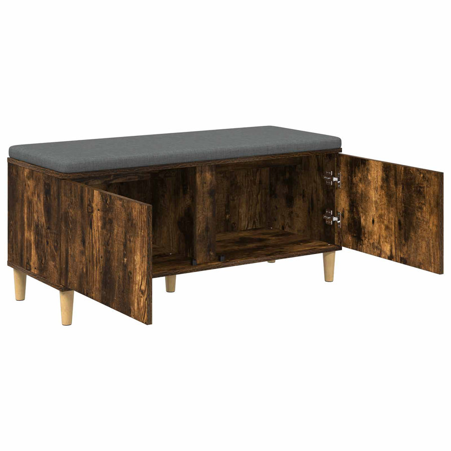 Halbank met kussen met opslag Gerookt eiken 60 x 38 x 46 cm
