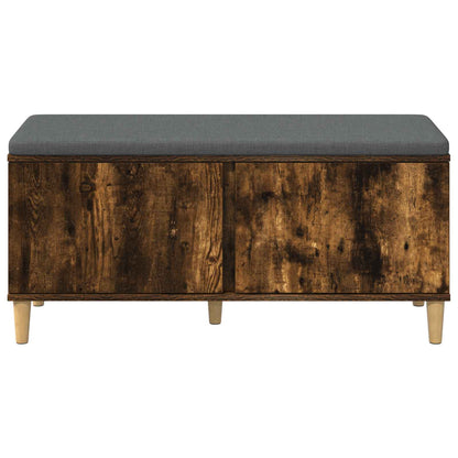 Halbank met kussen met opslag Gerookt eiken 60 x 38 x 46 cm