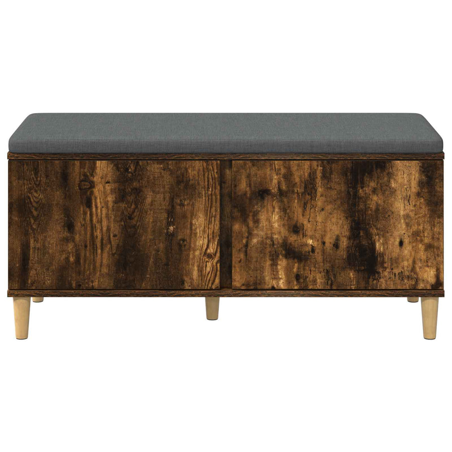 Halbank met kussen met opslag Gerookt eiken 60 x 38 x 46 cm