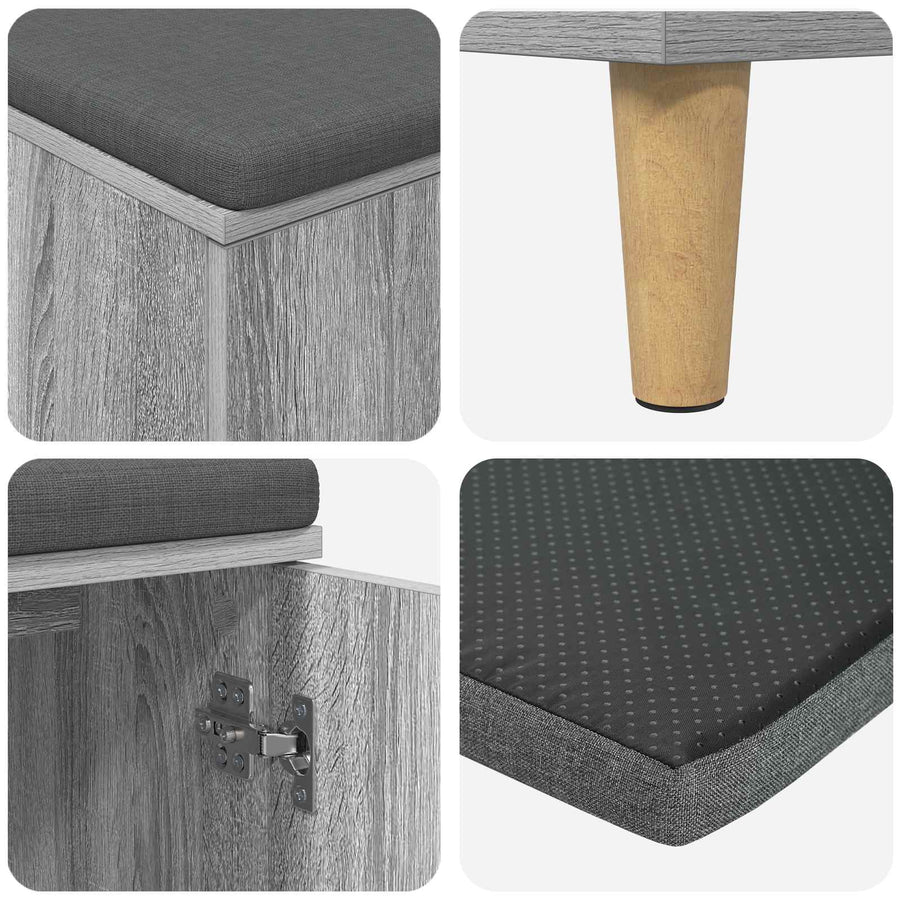 Halbank met kussen met opslag Grijs Sonoma 60 x 38 x 46 cm