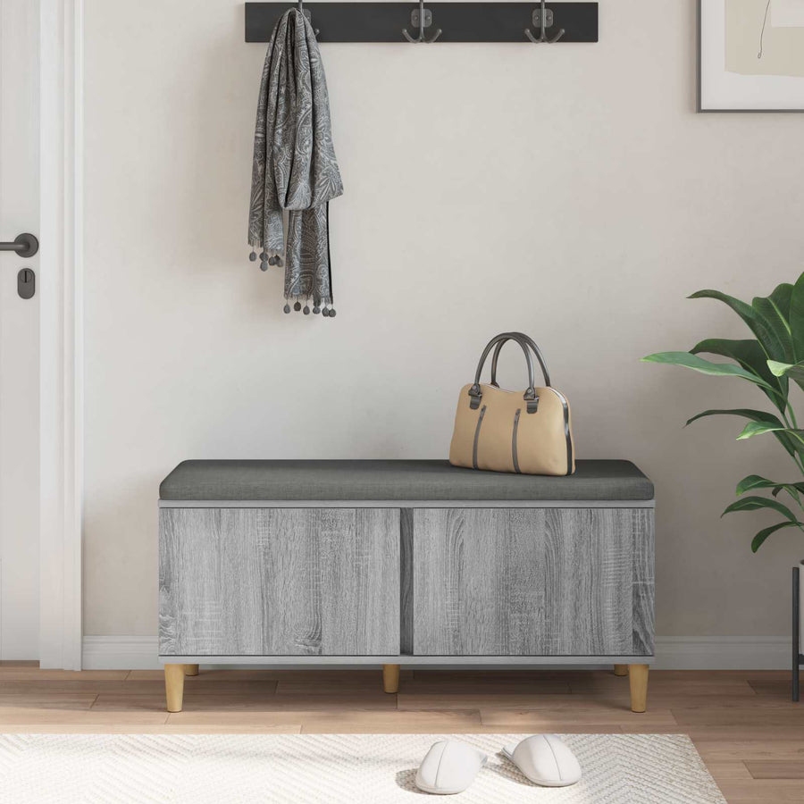 Halbank met kussen met opslag Grijs Sonoma 60 x 38 x 46 cm