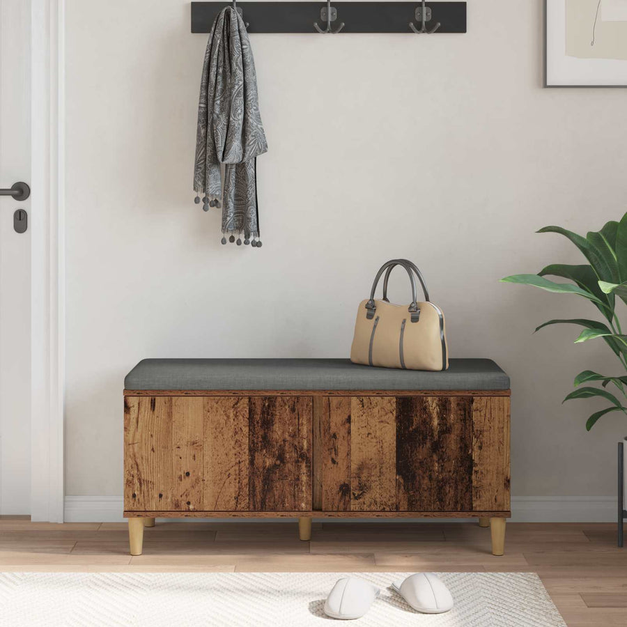 Halbank met kussen met opslag Oudhout 60 x 38 x 46 cm
