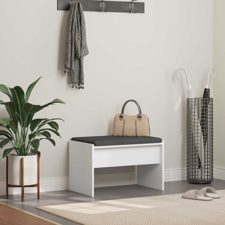 Halbank met kussen Wit 60 x 38 x 46 cm
