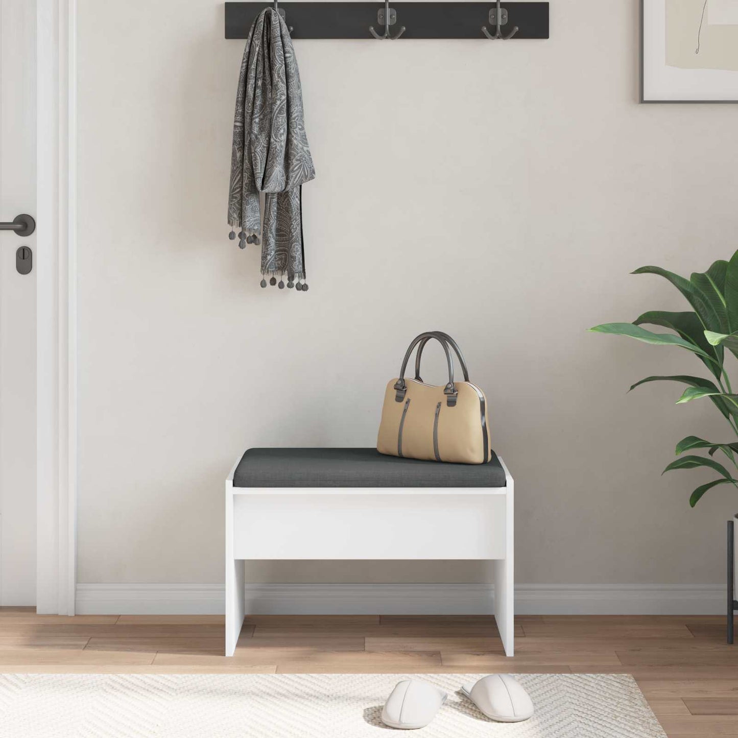 Halbank met kussen Wit 60 x 38 x 46 cm