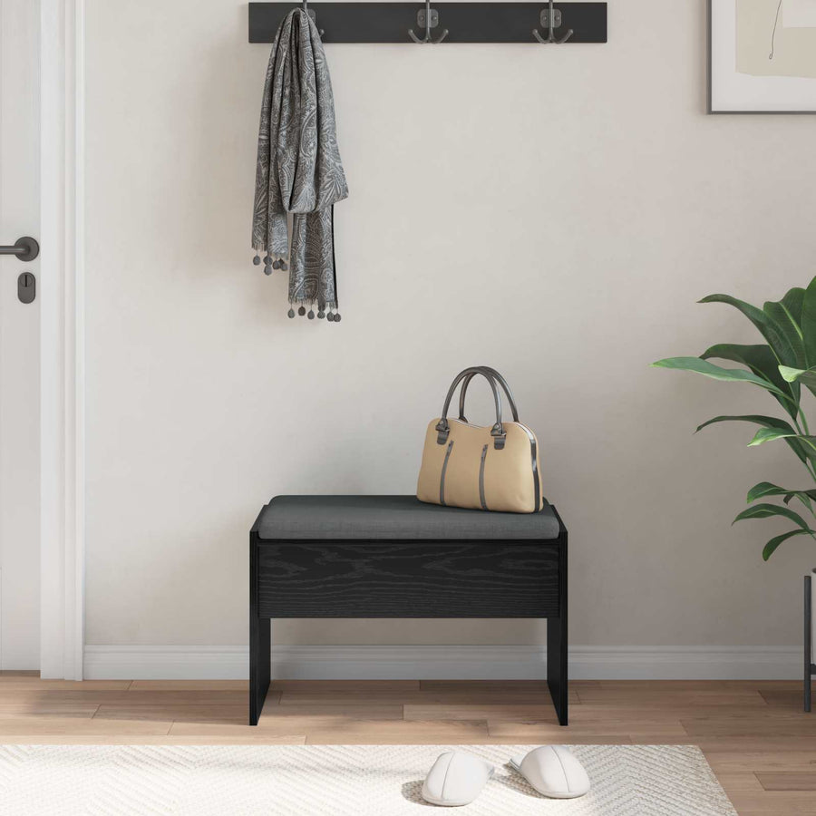Halbank met kussen Zwart Eiken 60 x 38 x 46 cm
