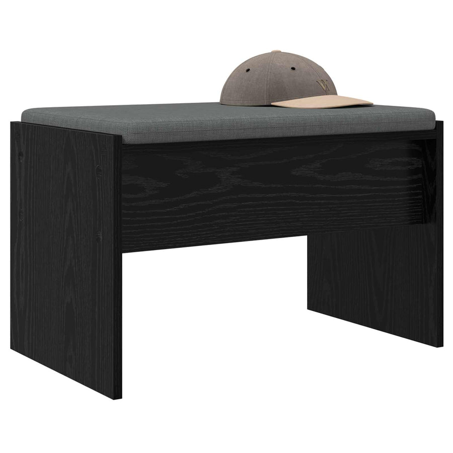 Halbank met kussen Zwart Eiken 60 x 38 x 46 cm