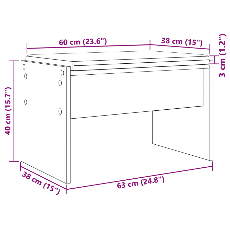 Halbank met kussen Sonoma Eiken 60 x 38 x 46 cm
