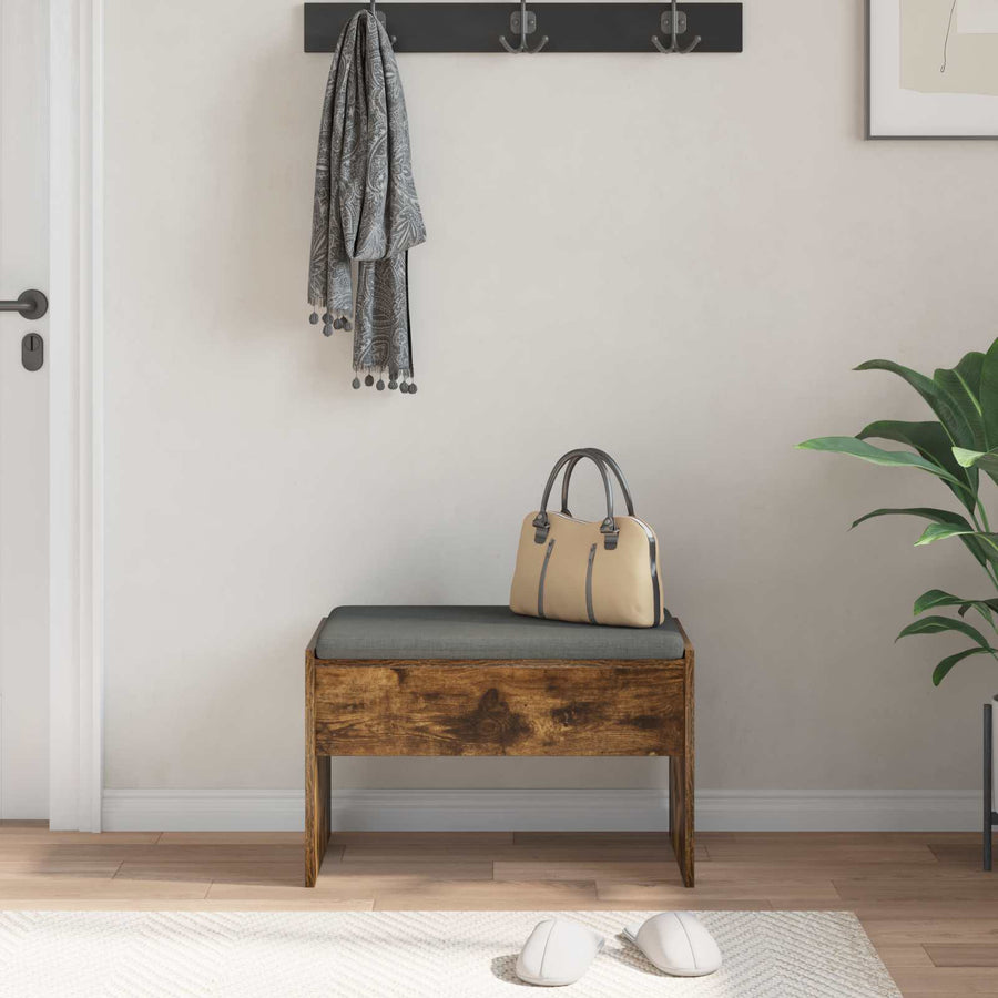 Halbank met kussen Gerookt eiken 60 x 38 x 46 cm