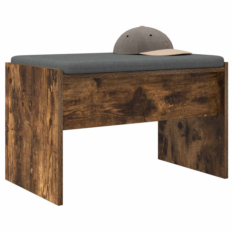 Halbank met kussen Gerookt eiken 60 x 38 x 46 cm