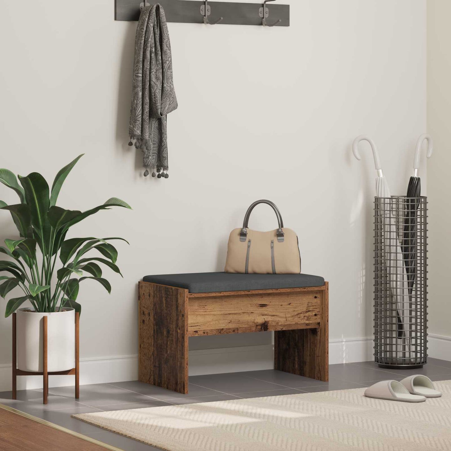 Halbank met kussen Oudhout 60 x 38 x 46 cm